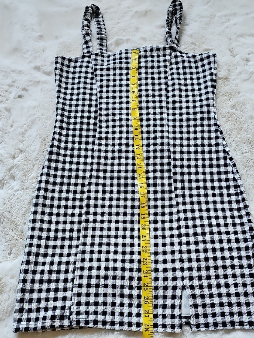 Black & White Mini Dress with Slim Straps - Picture 3 of 9